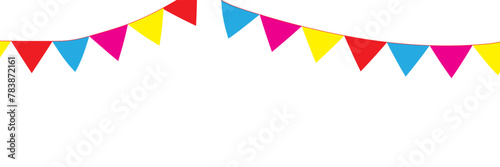 Colorful party garlands with pennants. Vector buntings set.