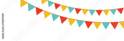 Colorful party garlands with pennants. Vector buntings set.