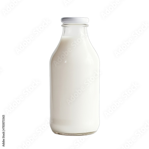 A bottle of milk on a white background