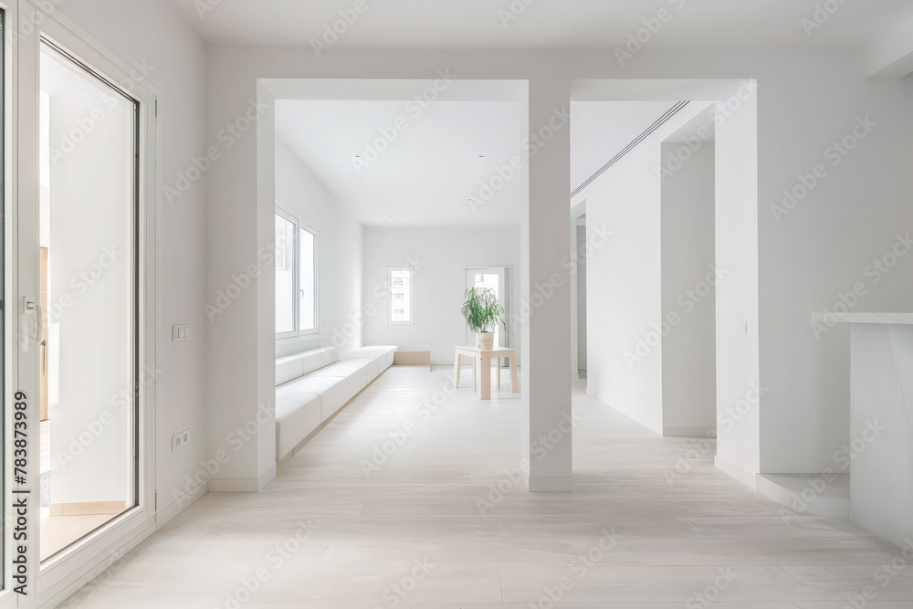Fototapeta premium Serene minimalist interiors with natural light and warm tones