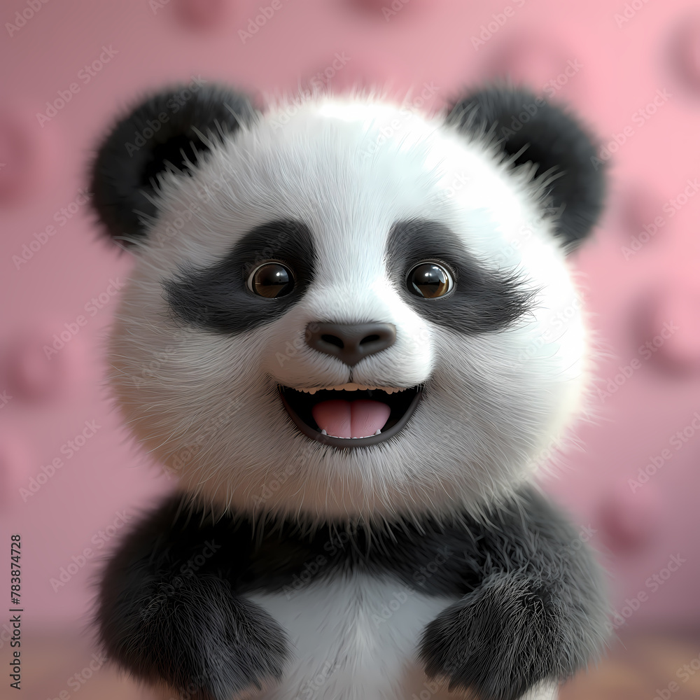 Obraz premium A cute and happy baby panda 3d illustration