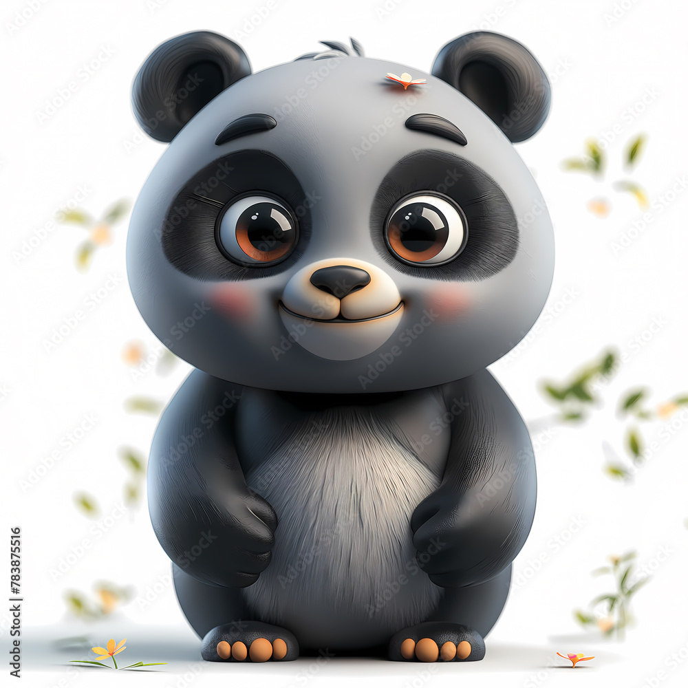 Naklejka premium A cute and happy baby panda 3d illustration