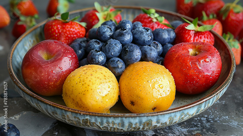 Juicy fruits in a bowl as a source of vitamins