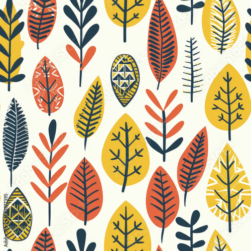 Scandinavian Leaves Pattern © Mongkol