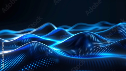glowing wave blue dark technology futuristic background beautiful modern background concept hi-tech technology 