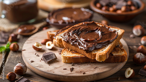 Hazelnut chocolate spread toast