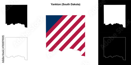 Yankton County (South Dakota) outline map set photo