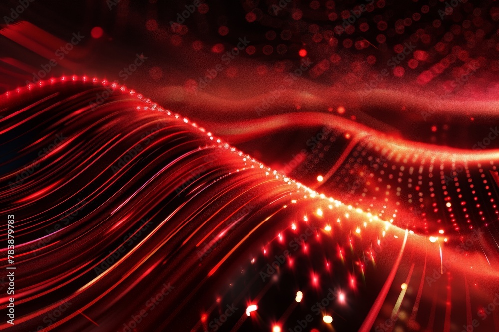 Fototapeta premium glowing wave red dark technology futuristic background beautiful modern background concept hi-tech technology concept
