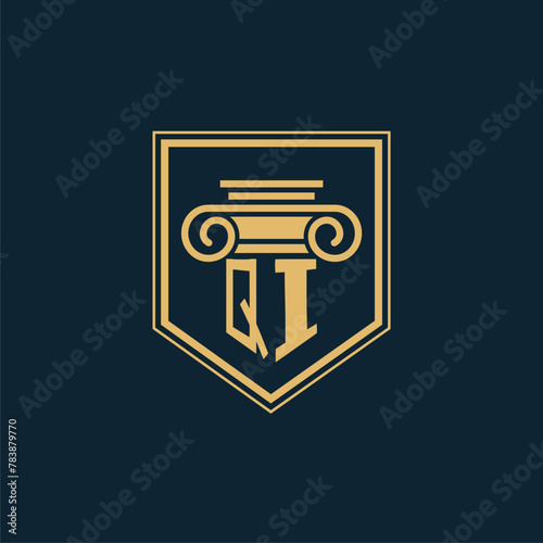 QI Initials Law Firm Logo Lawyer logo with creative law element