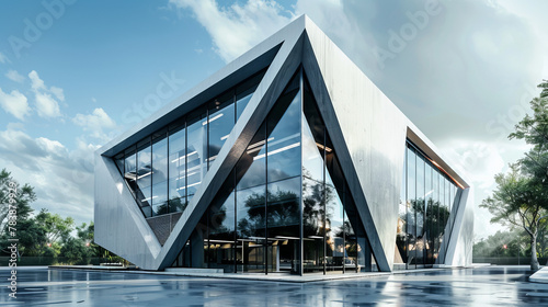 Photorealistic 3D rendering of the building emphasizes its modern appearance and dynamism, allowing you to look at the architectural creation from all angles with a high degree of detail.