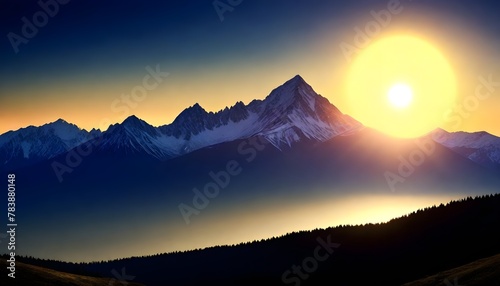 Vector illustration of beautiful mountain landscape, mountain landscape with fog, pink walpaper, mountain walpaper for dekstop