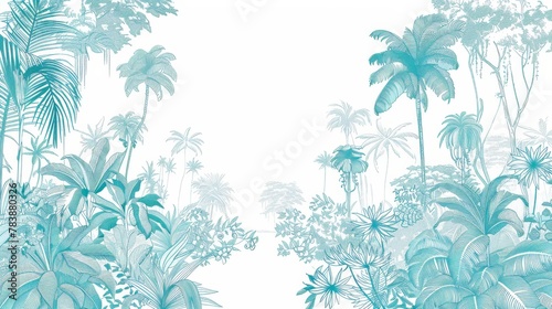  palm trees, exotic plants against a white-blue backdrop photo