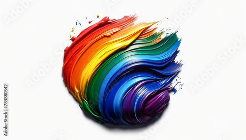 crylic oil paint brush LGBT stroke isolated on white background. LGBT design. photo