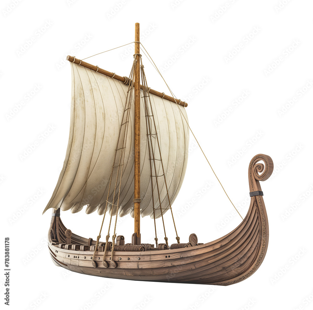 Obraz premium Historical Viking sail ship on isolated background