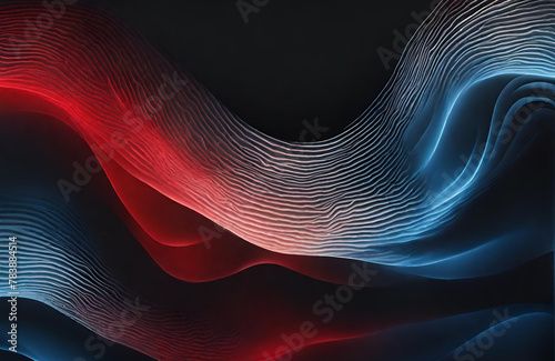 Red and blue waves on a dark background 