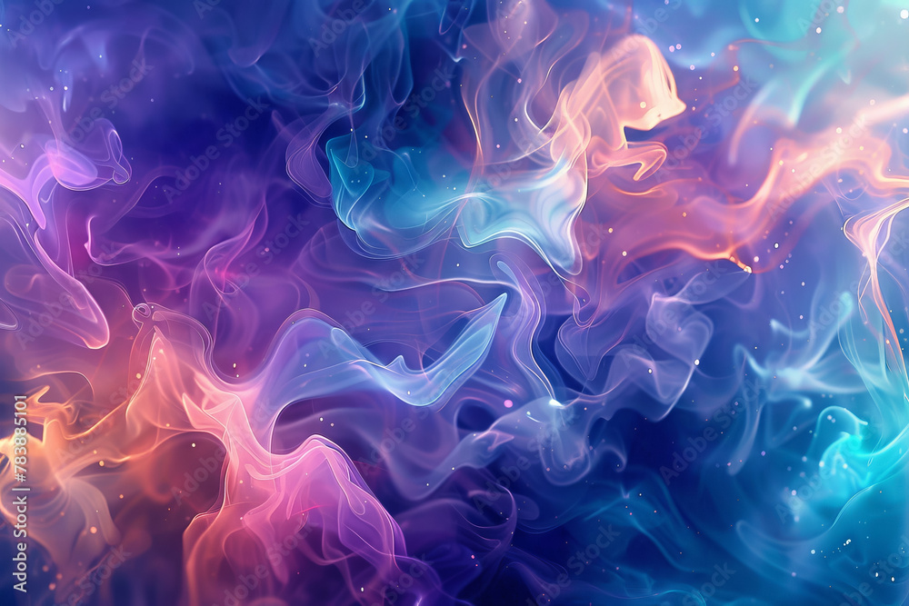 Obraz premium A colorful, swirling background with a blue and orange flame