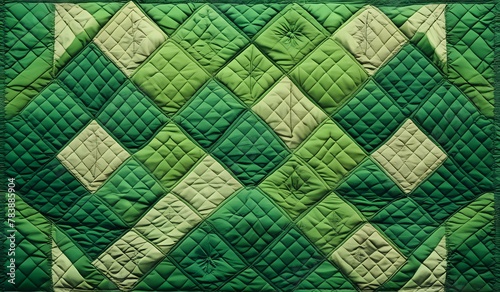 A quilt background with the color green as its inspiration.  AI Generated