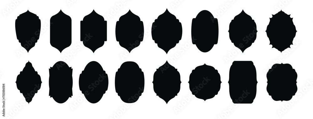 Set of vintage label and badges shape collections. Black template for patch. Vector
