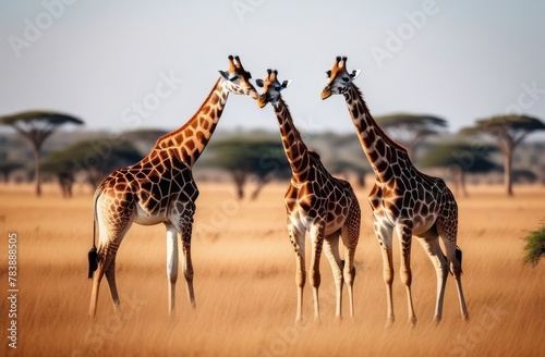 giraffes standing in the savannah