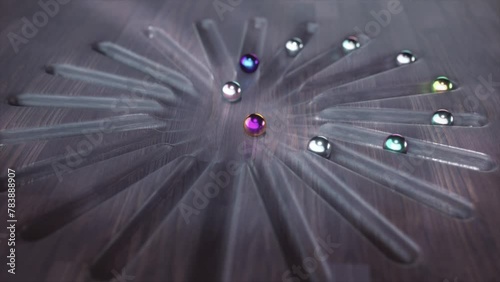 4K background featuring an optical illusion where balls appear to move in a straight line, forming a looping circle pattern.