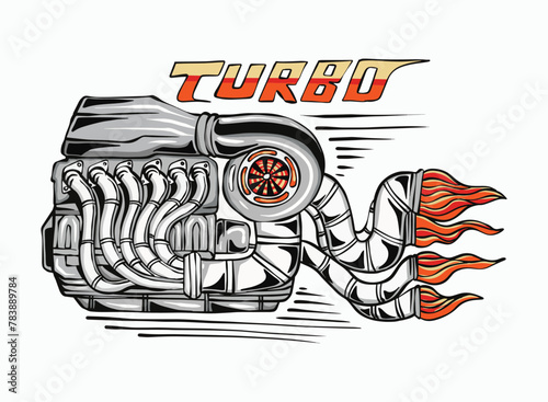 Turbocharger Car Engine Illustration Vector