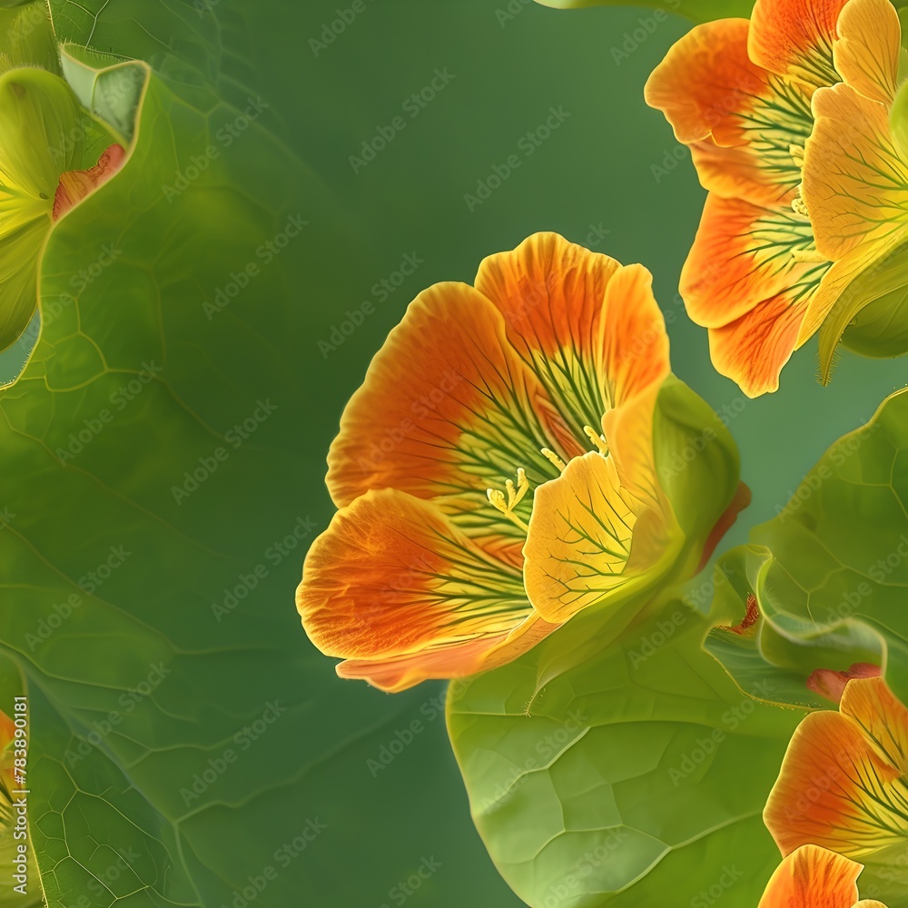 Nasturtium Flowers Unique Shape and Structure Revealed in a Captivating Closeup Photograph