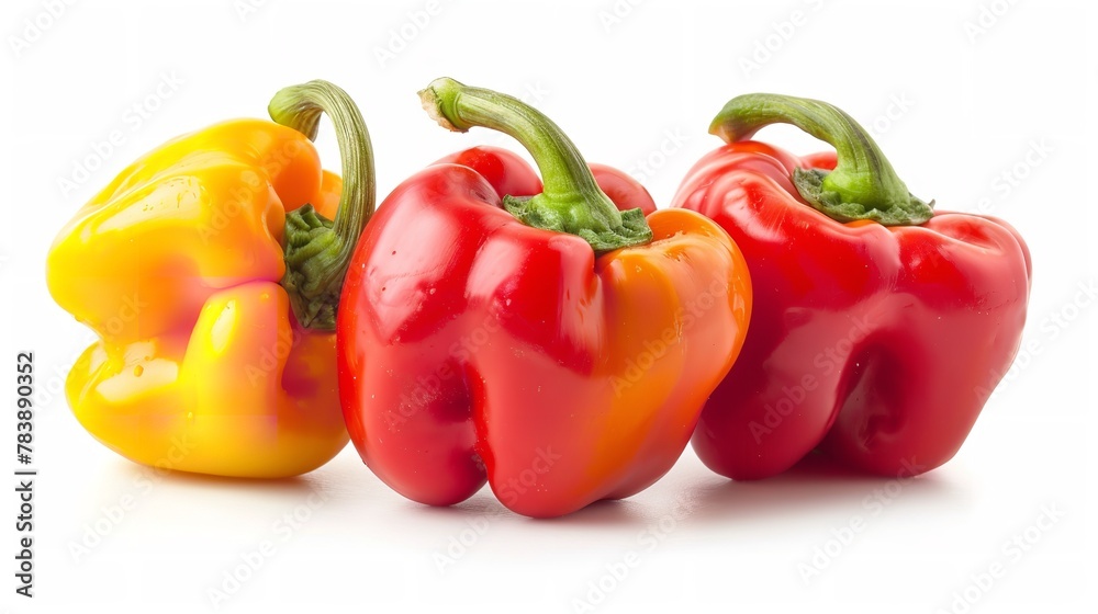 Full depth of field, sweet pepper and paprika, isolated on a white background, Generative AI. Full depth of field, sweet pepper and paprika, isolated on a white background, Generative AI.