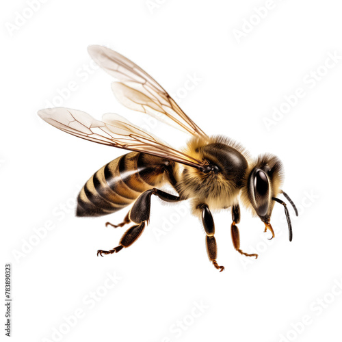 A bee flying isolated on white background