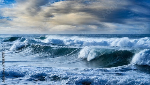 Wave of beach ,sea, ocean, wave, water, waves, sky, beach, nature, AI generat 
