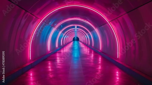 pink and blue neon tunnel background