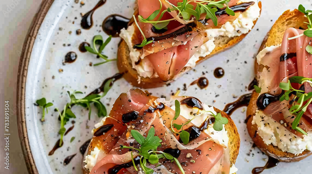 Ricotta and Parma Ham Toast with Balsamic