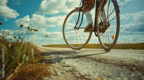 Vintage Bicycle Rider on Country Road