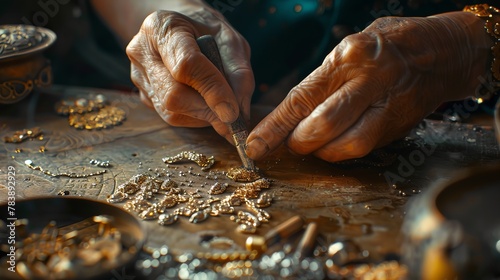 Artisan crafting handmade jewelry photo