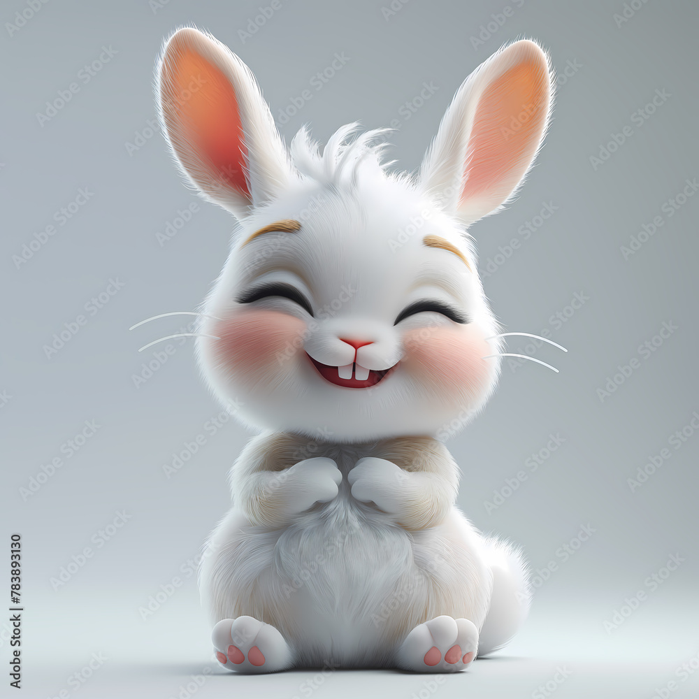 A cute and happy baby rabbit 3d illustration A cute and happy baby rabbit 3d illustration