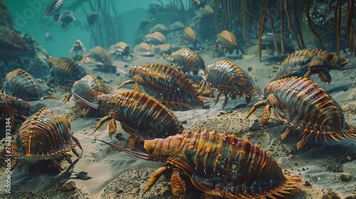 Trilobites Colony in Paleozoic Era photo