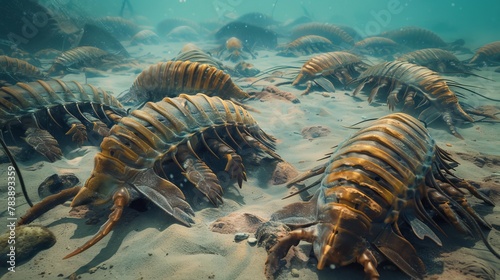 Trilobites Colony in Paleozoic Era photo