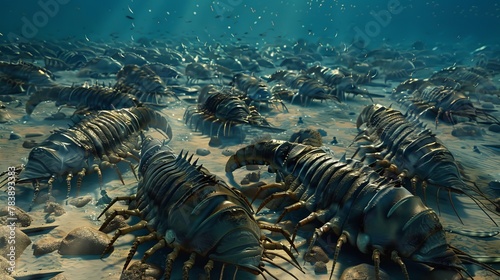 Trilobites Colony in Paleozoic Era