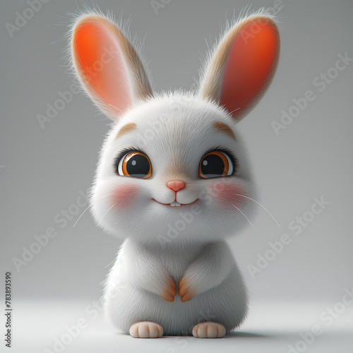 A cute and happy baby rabbit 3d illustration