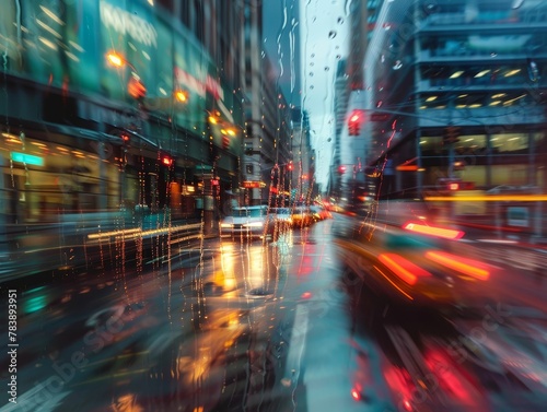 City streets  Raindrops  Immersive soundscapes amplifying urban scenes Photography  Golden Hour  Vignette  Motion Blur  Long shot