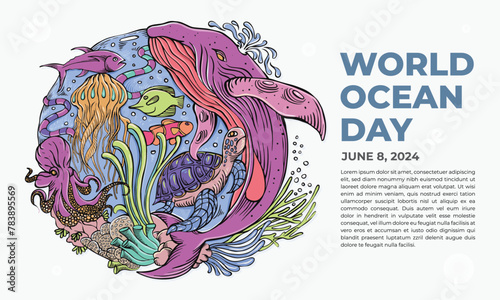 World Ocean Day Banner Background EPS 10