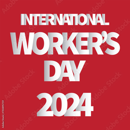 worker's day poster. 1st may labor day banner for social media post. white text on red background.