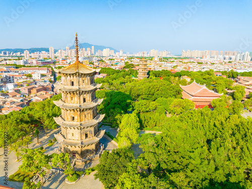 Early morning scenery of Kaiyuan Temple in Quanzhou, Fujian, China photo