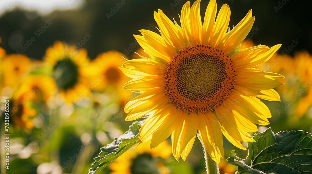 Fototapeta premium Golden Ratio, Sunflower Petals, Natural Symmetry, Blooming Field, Sunny Day, Photography, Golden Hour, Depth of Field Bokeh Effect, Extreme closeup shot