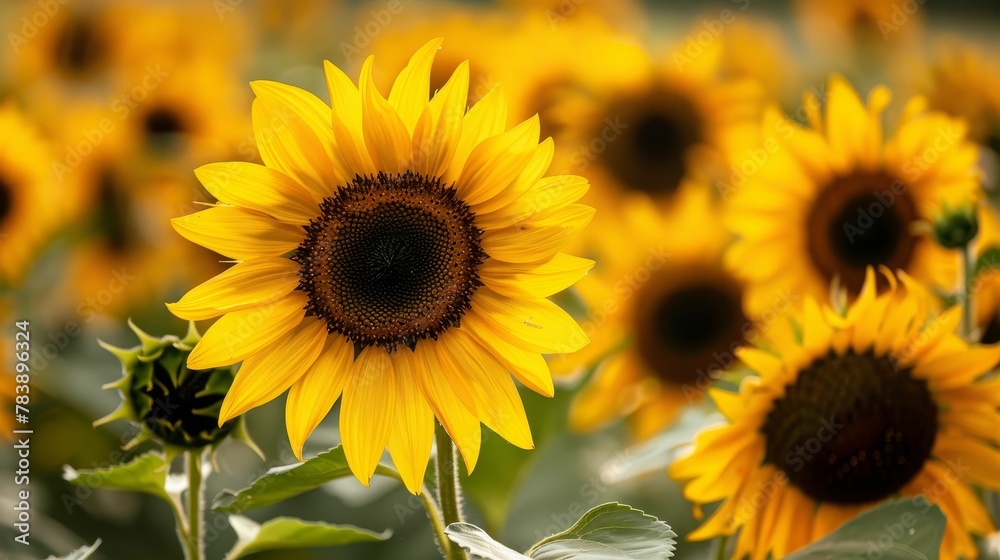 Golden Ratio, Sunflower Petals, Natural Symmetry, Blooming Field, Sunny Day, Photography, Golden Hour, Depth of Field Bokeh Effect, Extreme closeup shot