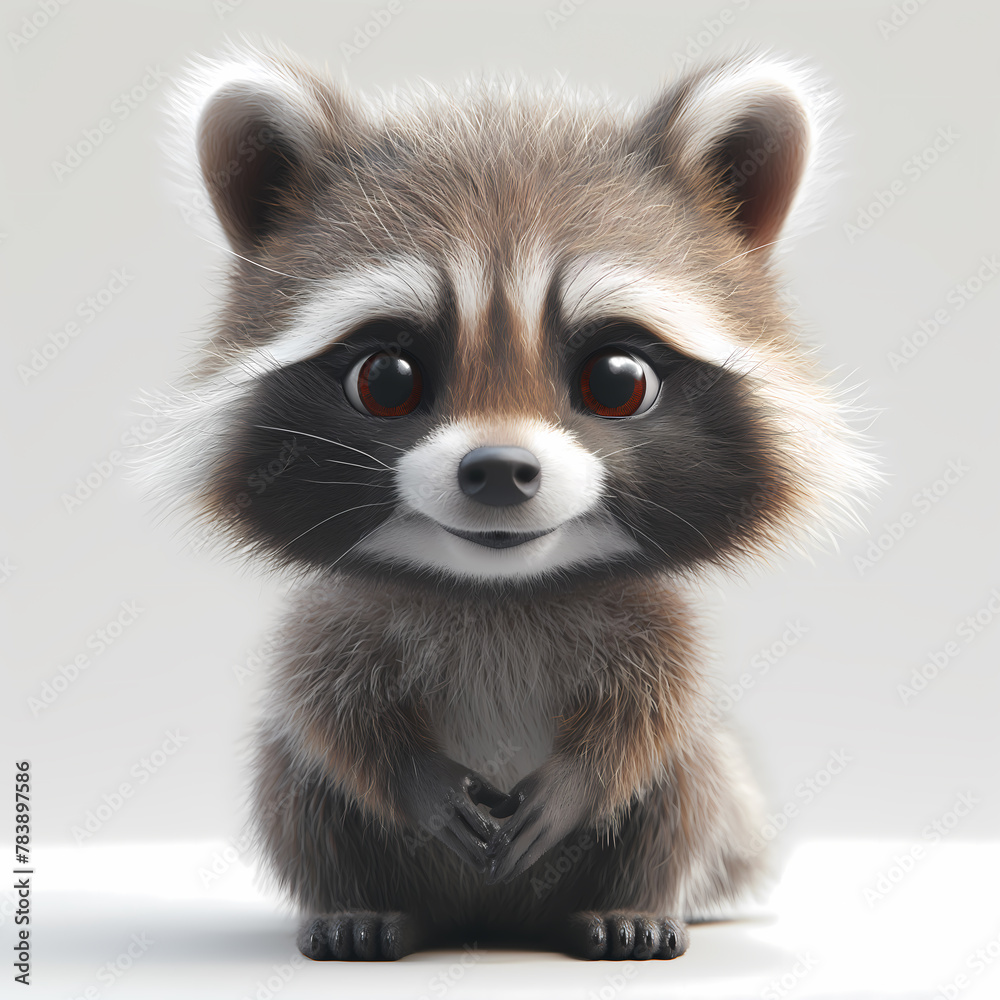 A cute and happy baby racoon 3d illustration