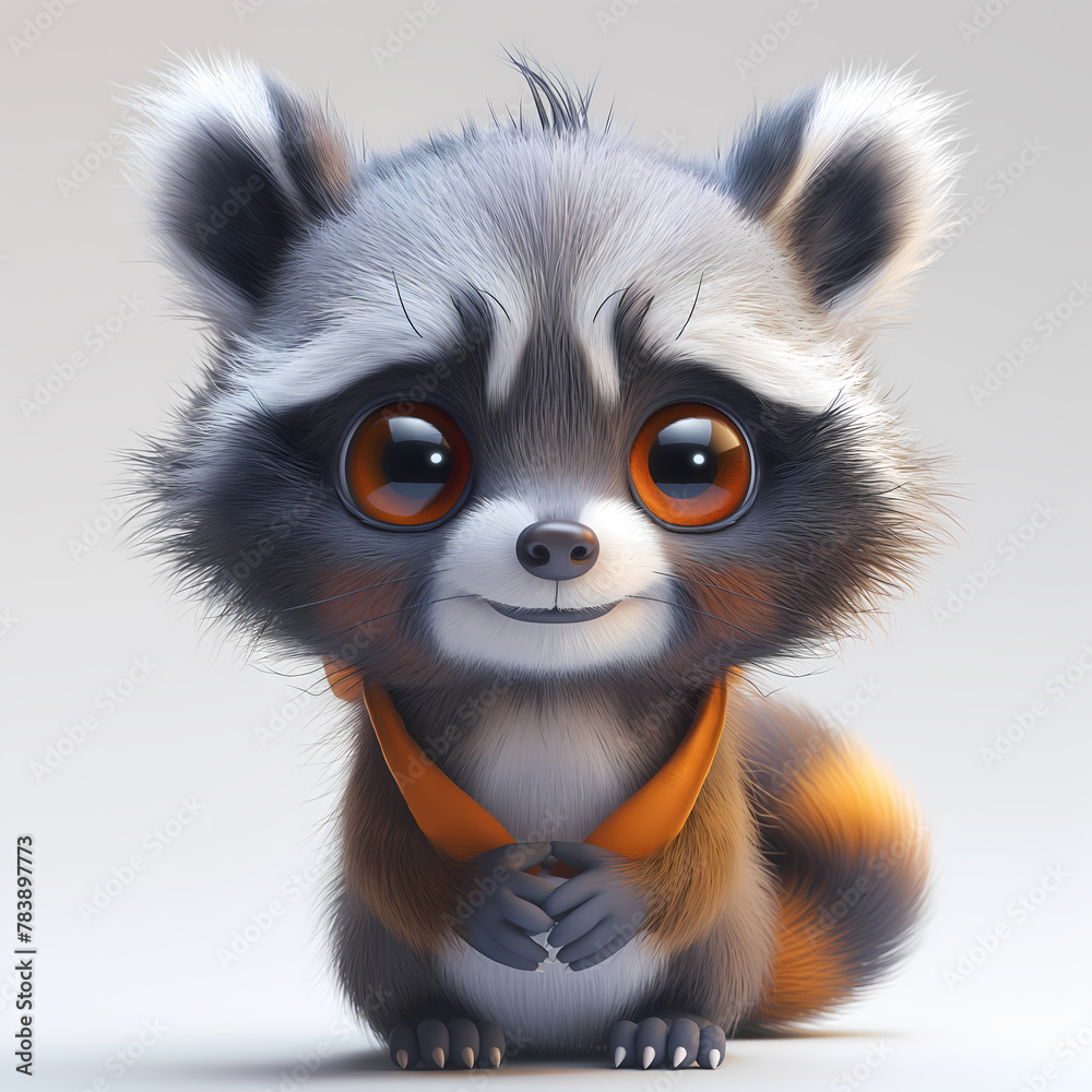 A cute and happy baby racoon 3d illustration A cute and happy baby racoon 3d illustration