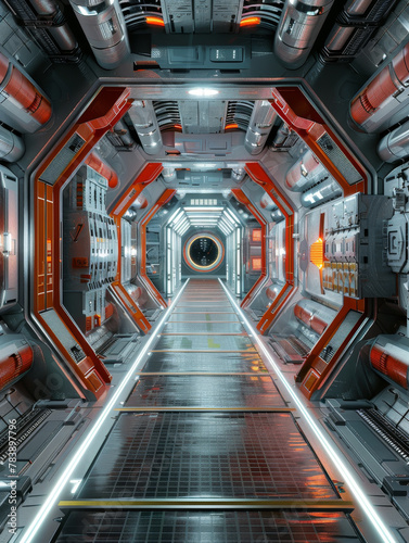Futuristic Space StationSleek Corridors and Advanced Technology Galore