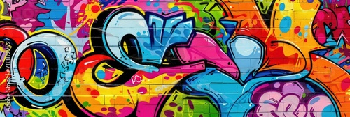 Colorful graffiti artwork on urban wall - Vibrant street art featuring elaborate graffiti with multiple colors and designs  showcasing urban creative expression