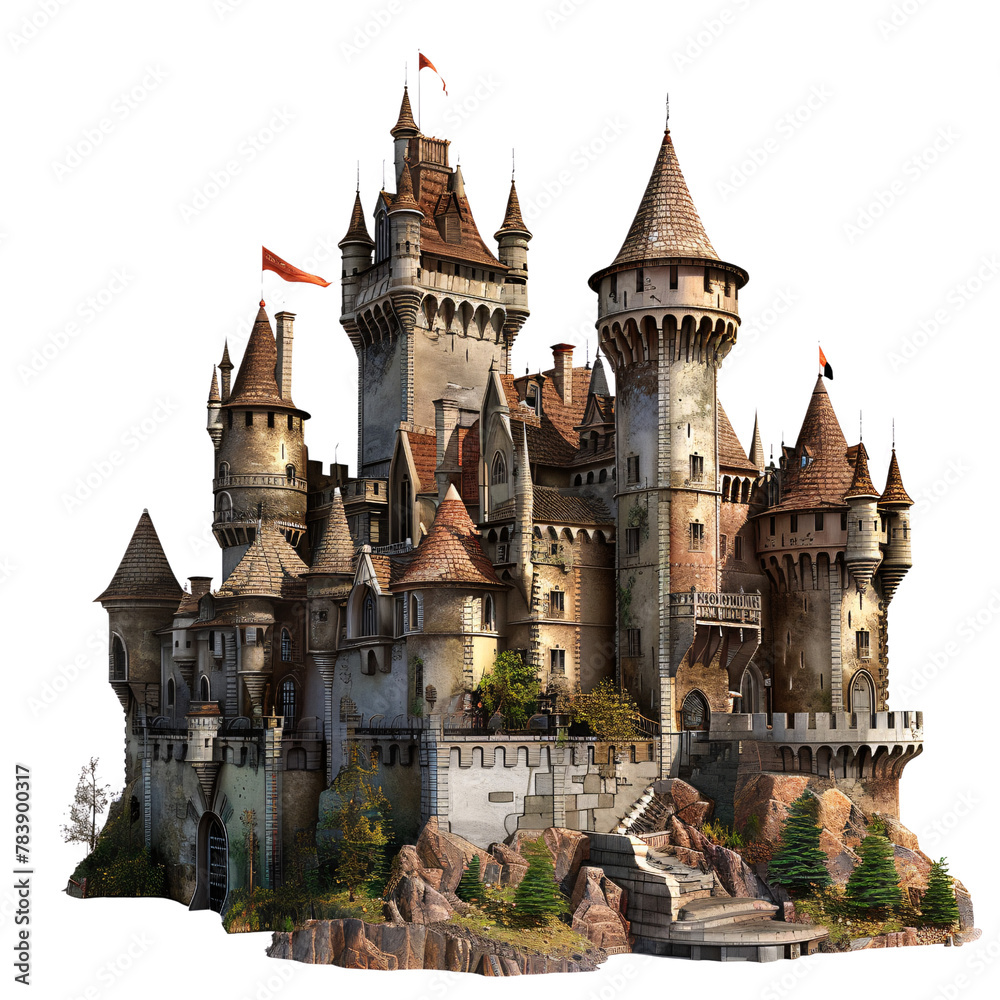 Castles element_hyperrealistic_hyper detailed_isolated on transparent background