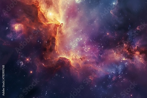 Illustration of cosmic space, discovery of the universe concept, travel into cosmos photo
